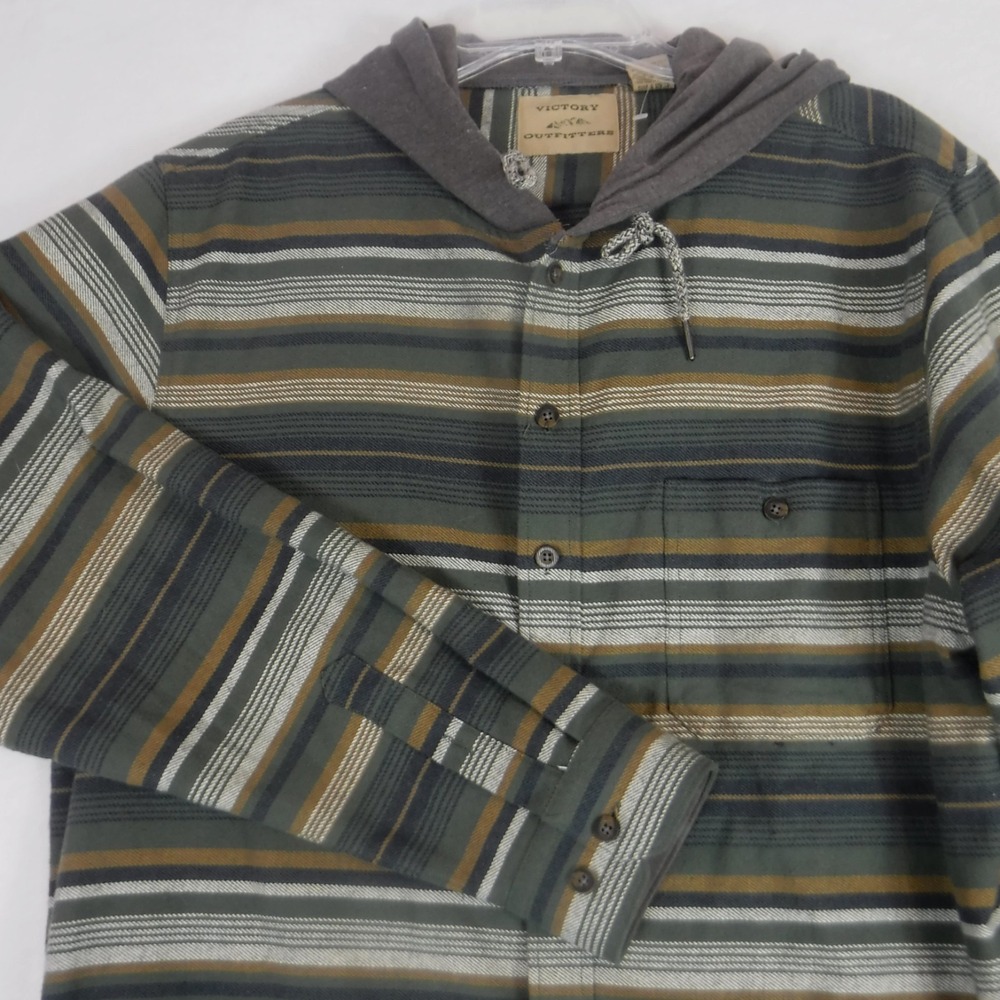 Victory Outfitters Men's Hooded Flannel Shirt Jacket‎ Large Indie Grunge Shacket